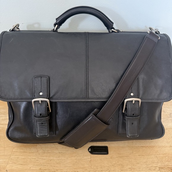 Coach Thompson Executive Black Leather Laptop Bag Briefcase Attache 6455 - Picture 6 of 16